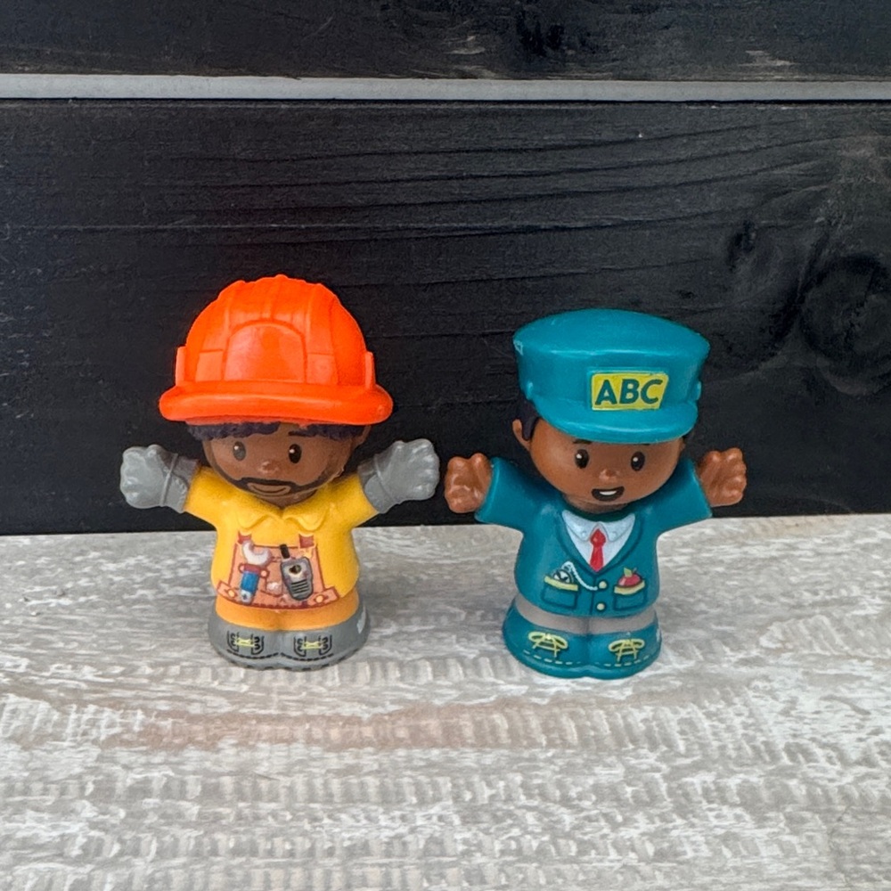 Fisher Price Little People African American Construction Worker Train Conductor